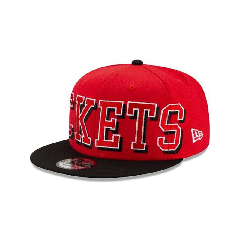 NBA Houston Rockets Block Font 9Fifty Snapback (HJF8184) - Red New Era Caps